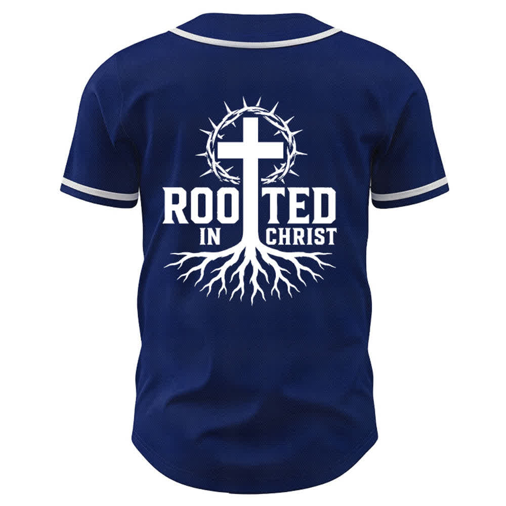 Christianartworkshop Rooted In Christ Maglia da baseball nera con bottoni - image 50