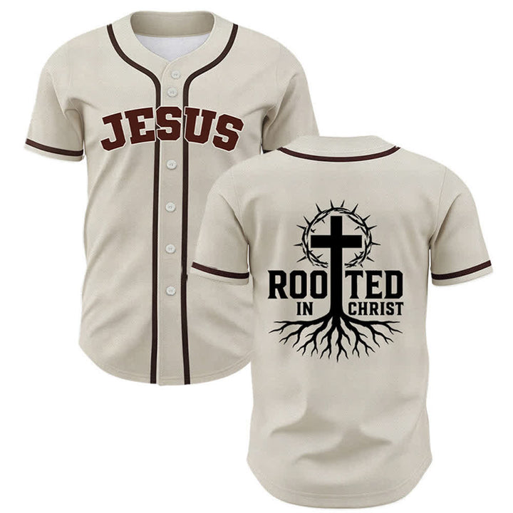 Christianartworkshop Rooted In Christ Maglia da baseball nera con bottoni - Beige - 5XL - image 7