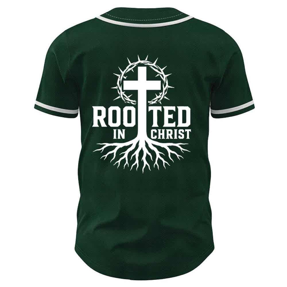 Christianartworkshop Rooted In Christ Maglia da baseball nera con bottoni - image 29