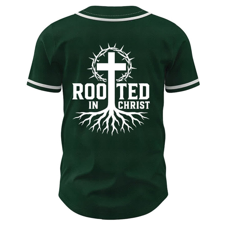 Christianartworkshop Rooted In Christ Maglia da baseball nera con bottoni - image 29
