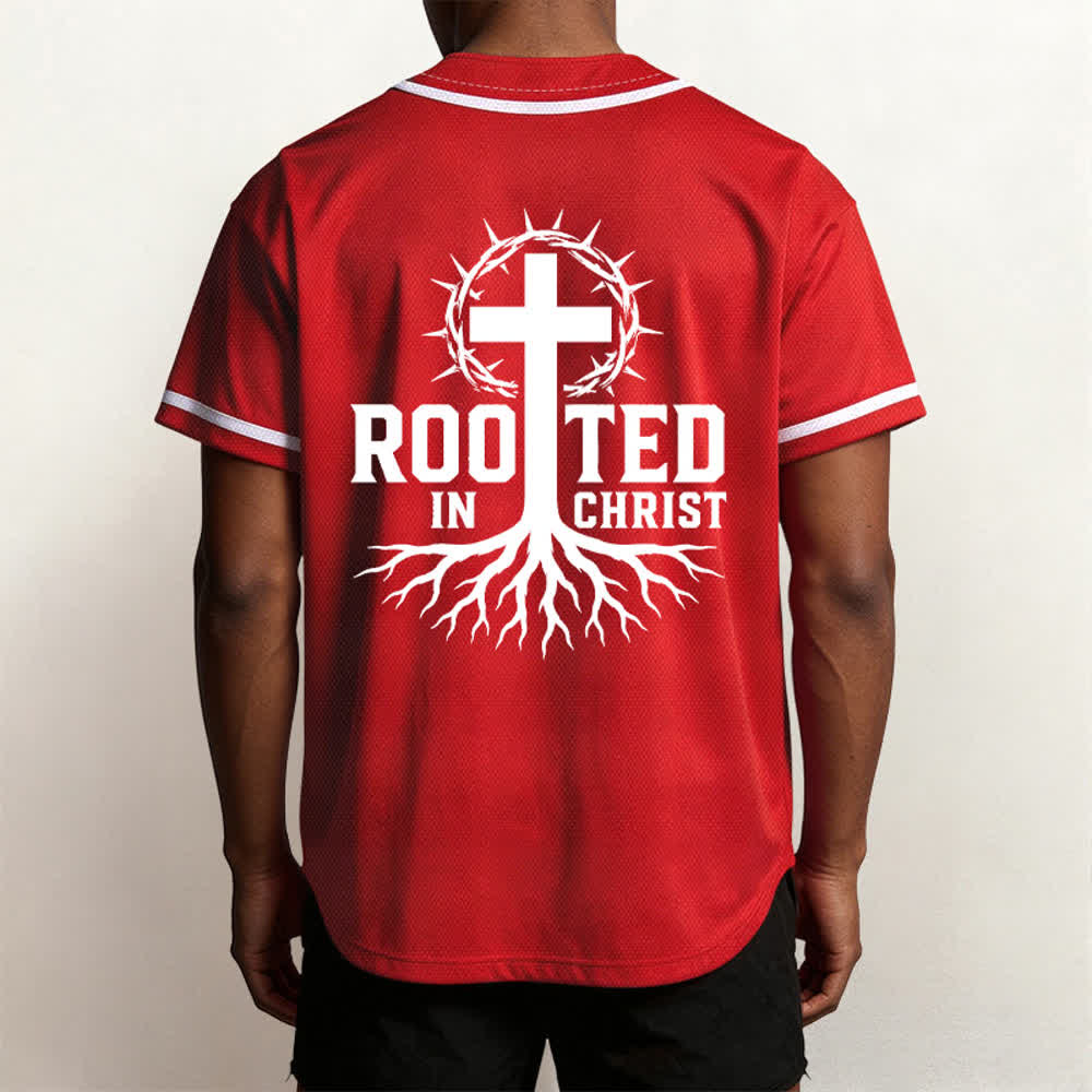 Christianartworkshop Rooted In Christ Maglia da baseball nera con bottoni - image 40