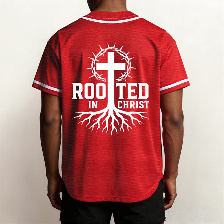 Christianartworkshop Rooted In Christ Maglia da baseball nera con bottoni - image 40