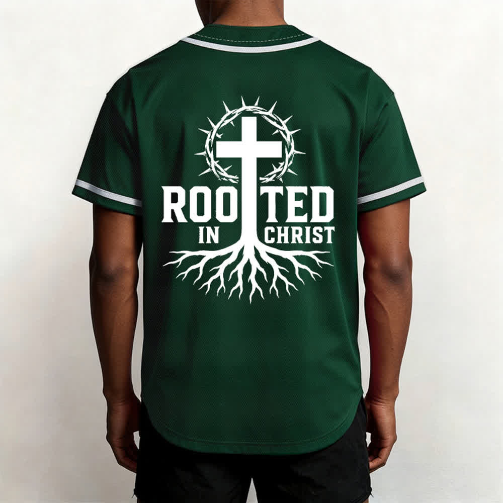 Christianartworkshop Rooted In Christ Maglia da baseball nera con bottoni - image 33