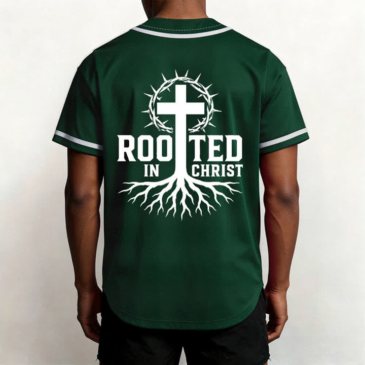 Christianartworkshop Rooted In Christ Maglia da baseball nera con bottoni - image 33