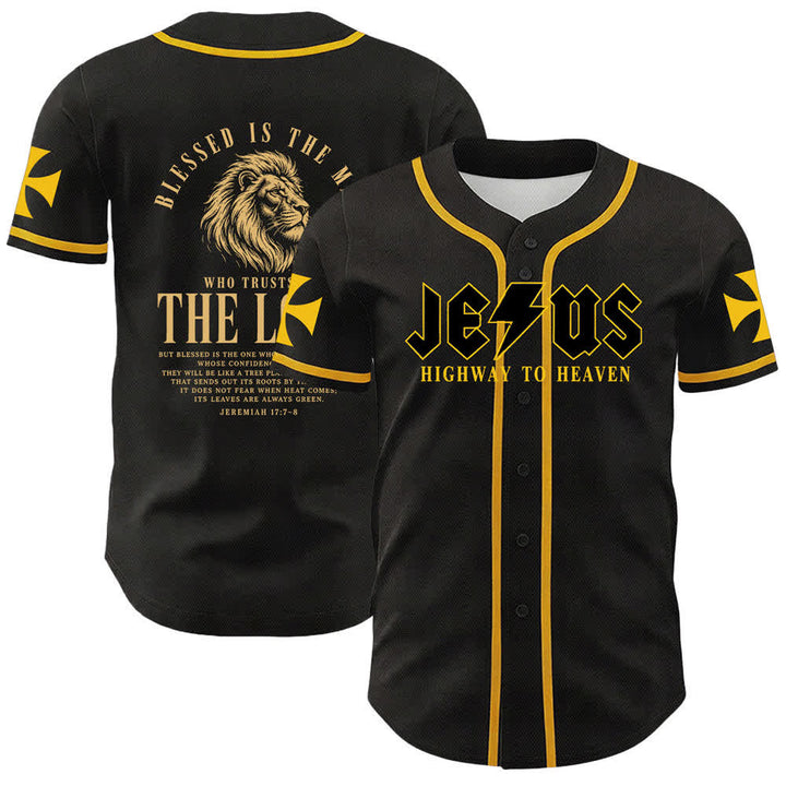 Christianartworkshop Jesus Highway To Heaven Geremia 17:7-8 Maglia da baseball - Giallo - 5XL - image 0