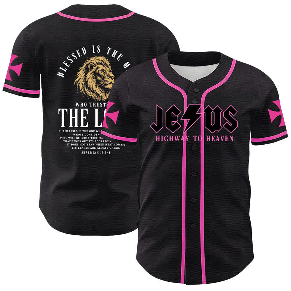 Christianartworkshop Jesus Highway To Heaven Geremia 17:7-8 Maglia da baseball - Rosa - 5XL - image 21