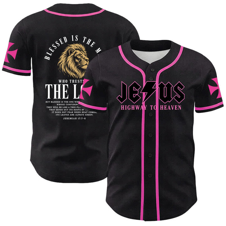 Christianartworkshop Jesus Highway To Heaven Geremia 17:7-8 Maglia da baseball - Rosa - 5XL - image 21