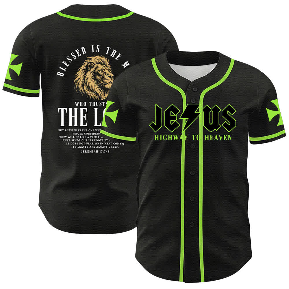 Christianartworkshop Jesus Highway To Heaven Geremia 17:7-8 Maglia da baseball - Verde - 5XL - image 56