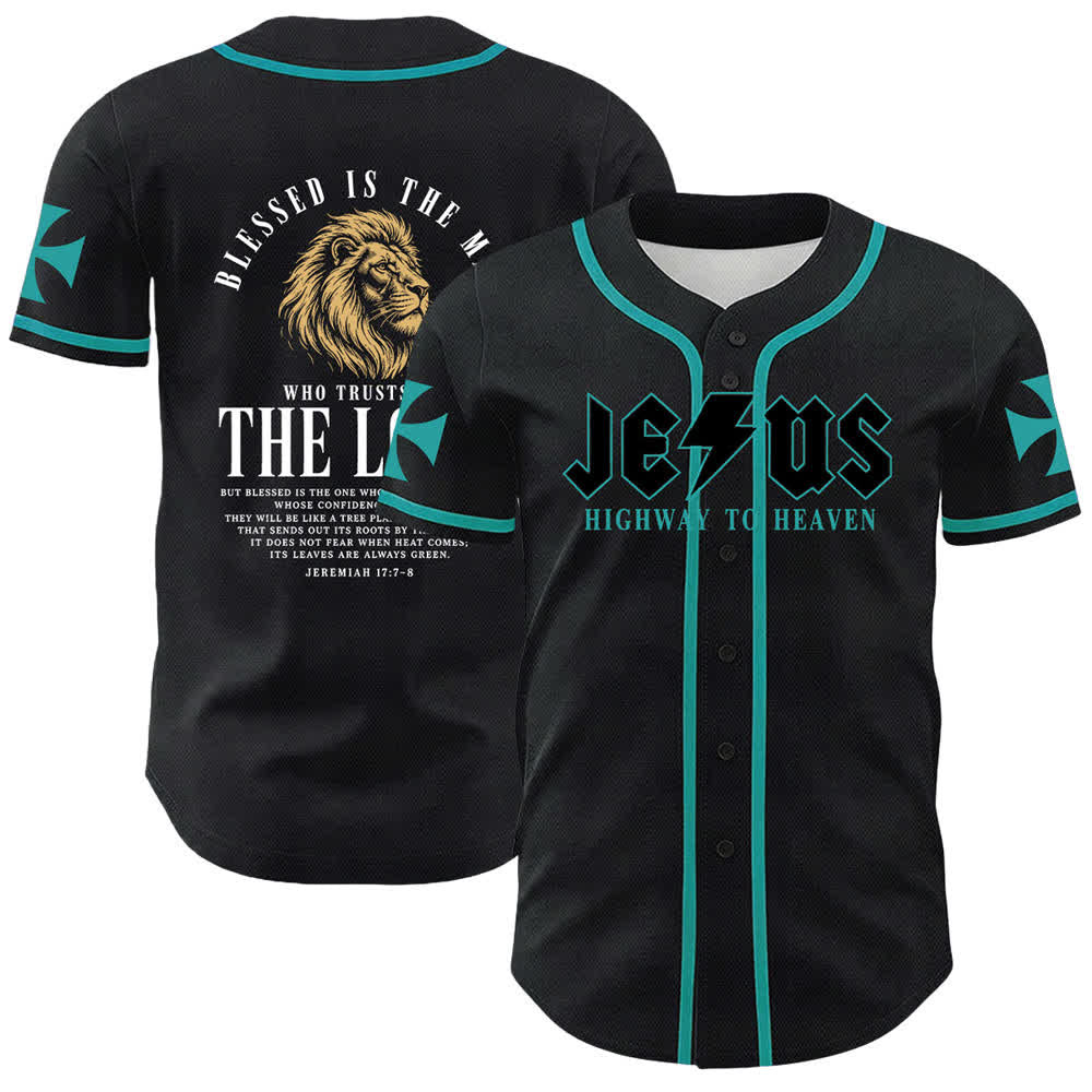 Christianartworkshop Jesus Highway To Heaven Geremia 17:7-8 Maglia da baseball - Lago Blu - 5XL - image 28