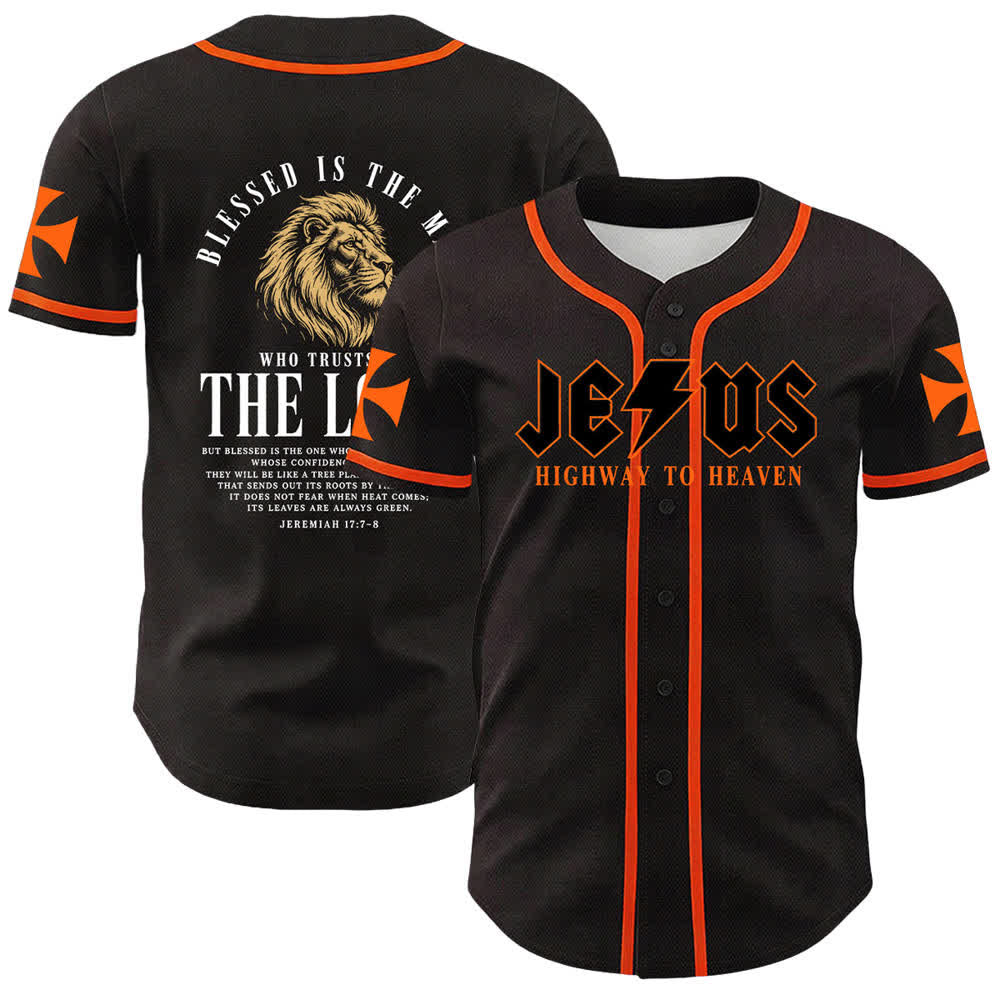 Christianartworkshop Jesus Highway To Heaven Geremia 17:7-8 Maglia da baseball - Arancia - 5XL - image 35