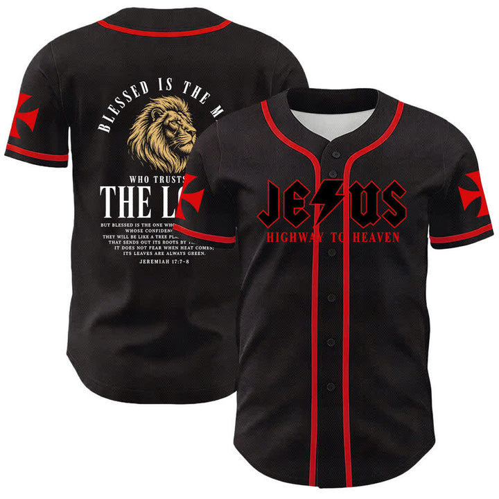 Christianartworkshop Jesus Highway To Heaven Geremia 17:7-8 Maglia da baseball - Rosso - 5XL - image 14