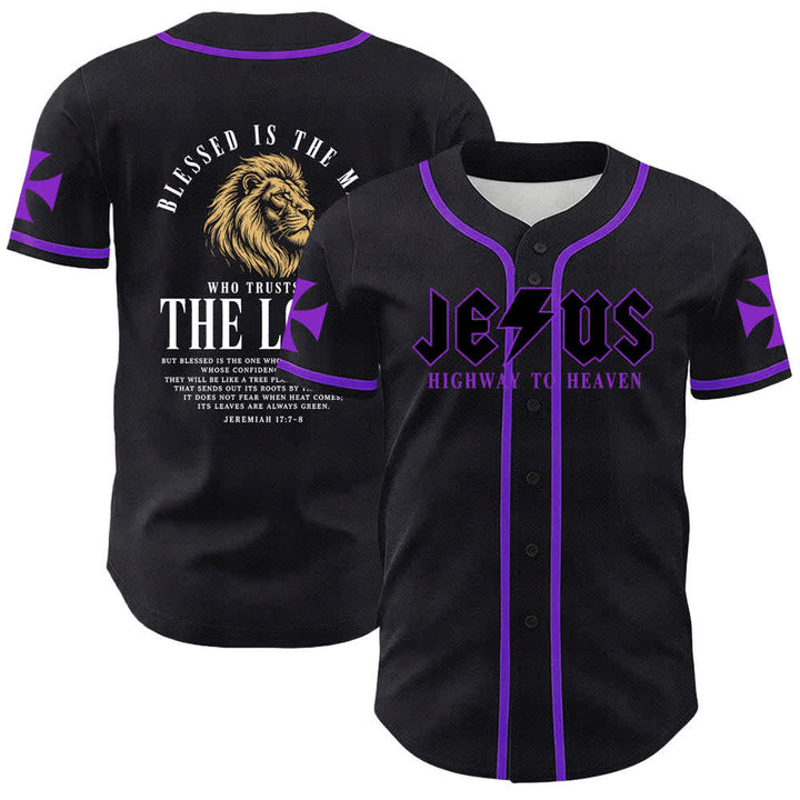 Christianartworkshop Jesus Highway To Heaven Geremia 17:7-8 Maglia da baseball - Viola - 5XL - image 49