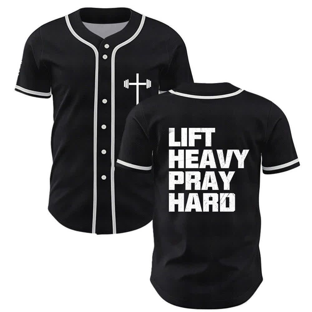 Christianartworkshop Lift Heavy Pray Hard Navy Baseball Jersey - Nero - 5XL - image 28