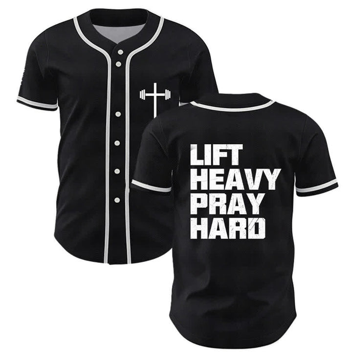 Christianartworkshop Lift Heavy Pray Hard Navy Baseball Jersey - Nero - 5XL - image 28