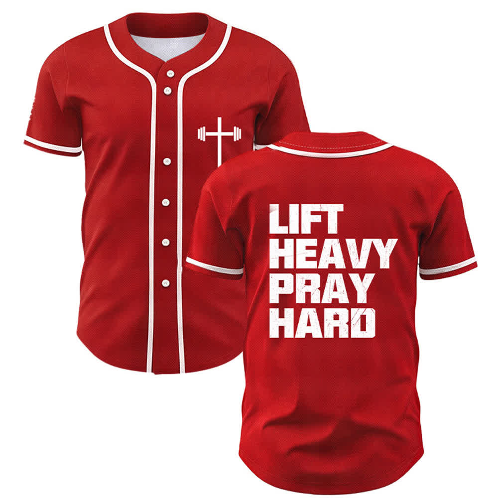 Christianartworkshop Lift Heavy Pray Hard Navy Baseball Jersey - Rosso - 5XL - image 49