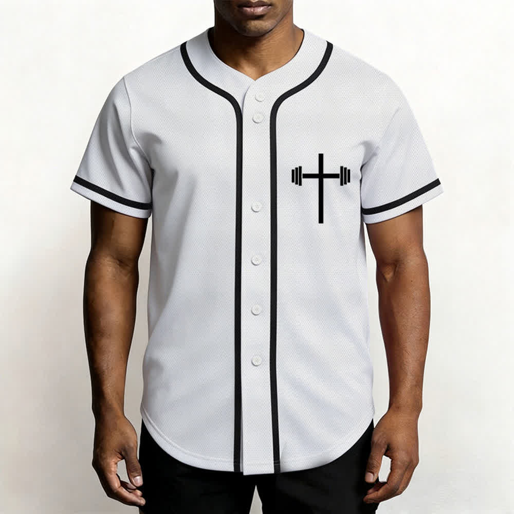 Christianartworkshop Lift Heavy Pray Hard Navy Baseball Jersey - image 13
