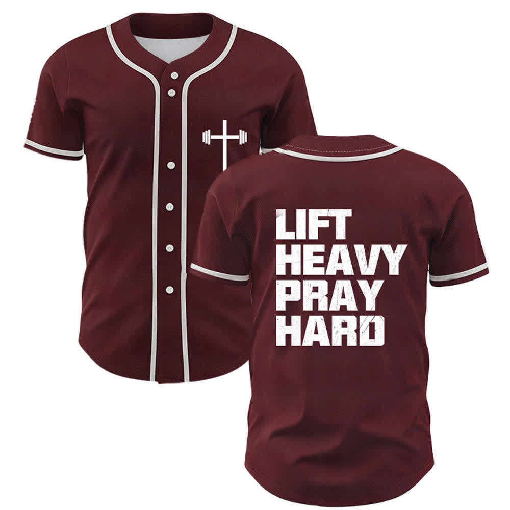 Christianartworkshop Lift Heavy Pray Hard Navy Baseball Jersey - Vino - 5XL - image 21