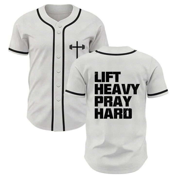 Christianartworkshop Lift Heavy Pray Hard Navy Baseball Jersey - Bianco - 5XL - image 7