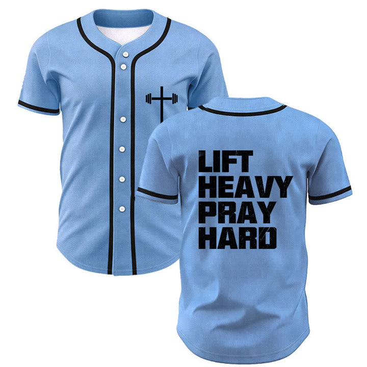 Christianartworkshop Lift Heavy Pray Hard Navy Baseball Jersey - Blu - 5XL - image 42