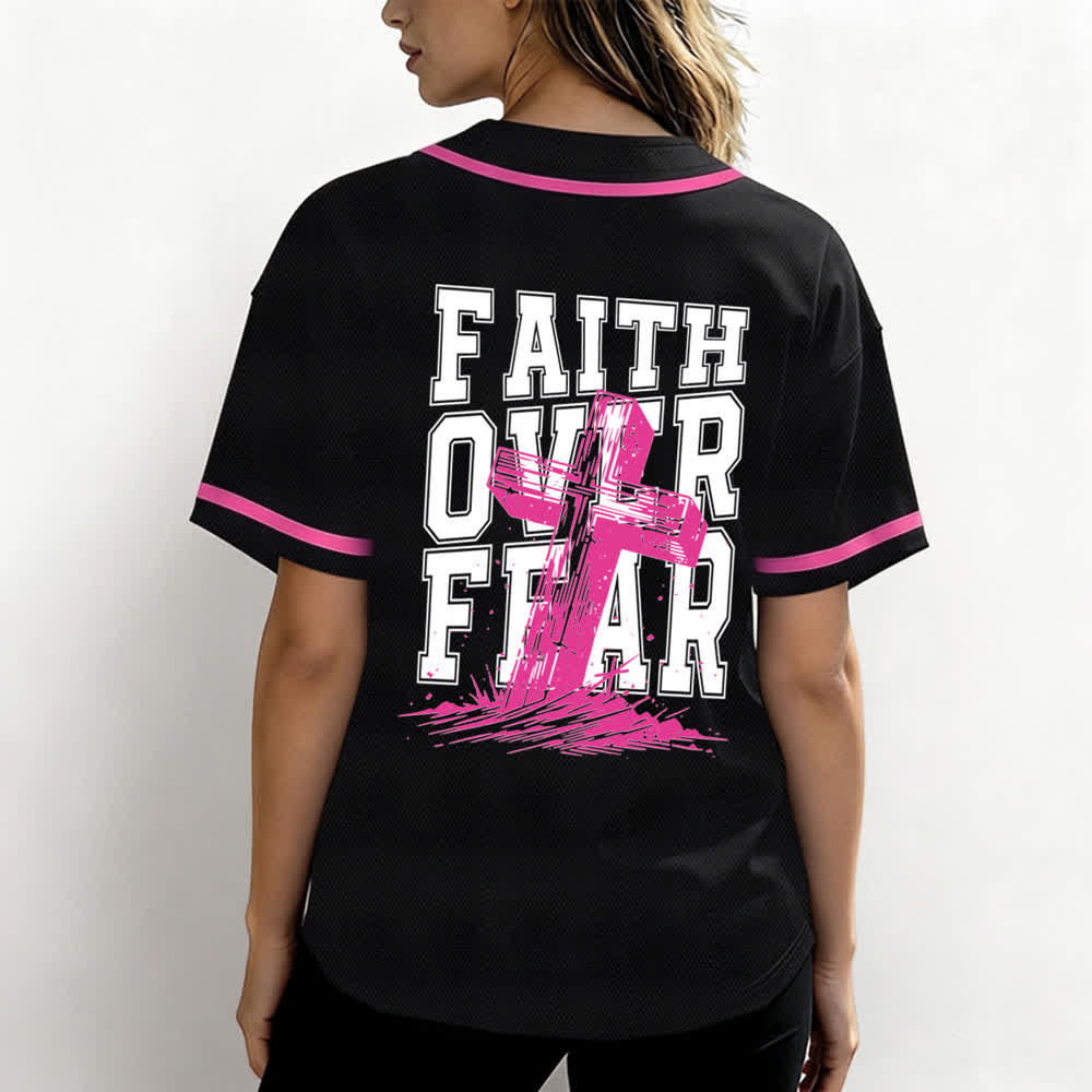 Christianartworkshop Faith Over Fear Maglia da baseball con bordo a contrasto incrociato - image 10