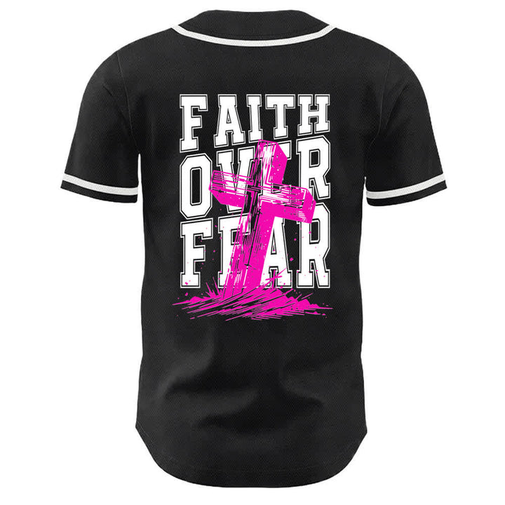 Christianartworkshop Faith Over Fear Maglia da baseball con bordo a contrasto incrociato - image 1