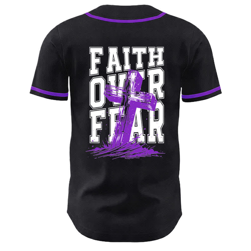 Christianartworkshop Faith Over Fear Maglia da baseball con bordo a contrasto incrociato - image 50