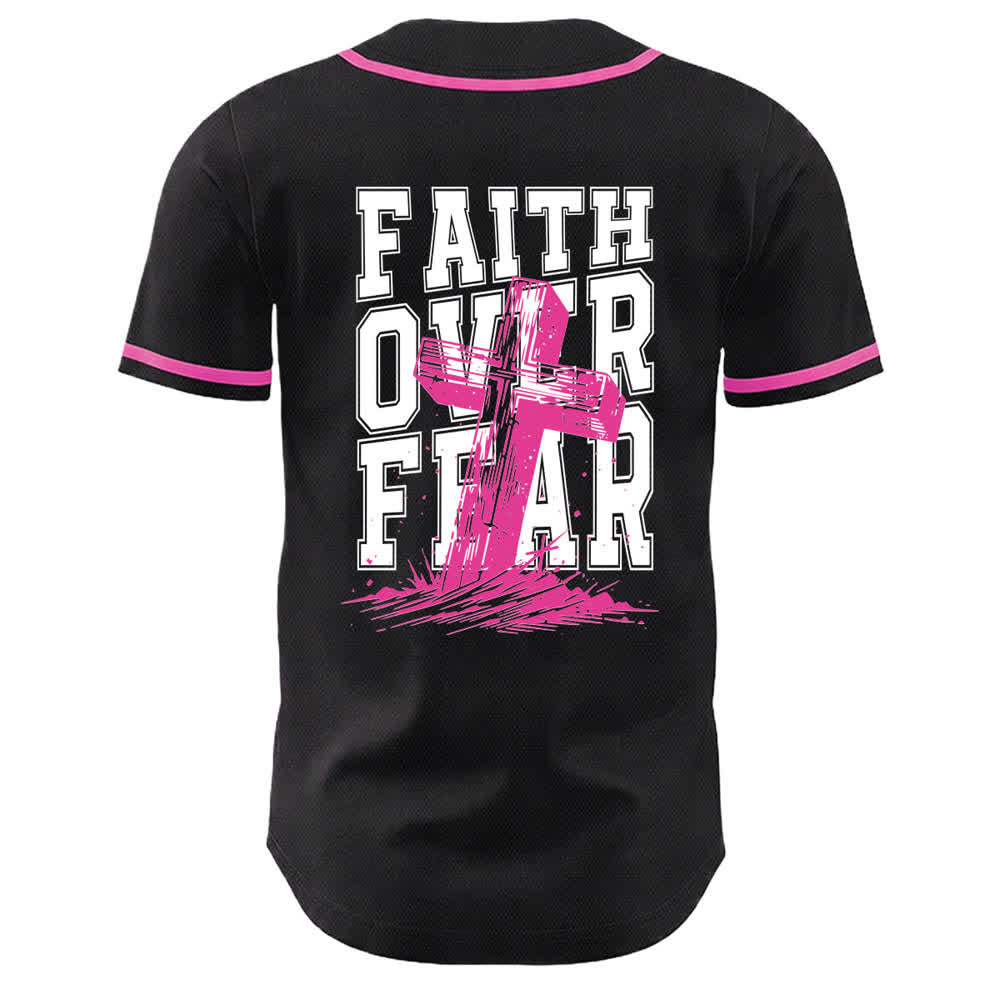 Christianartworkshop Faith Over Fear Maglia da baseball con bordo a contrasto incrociato - image 8