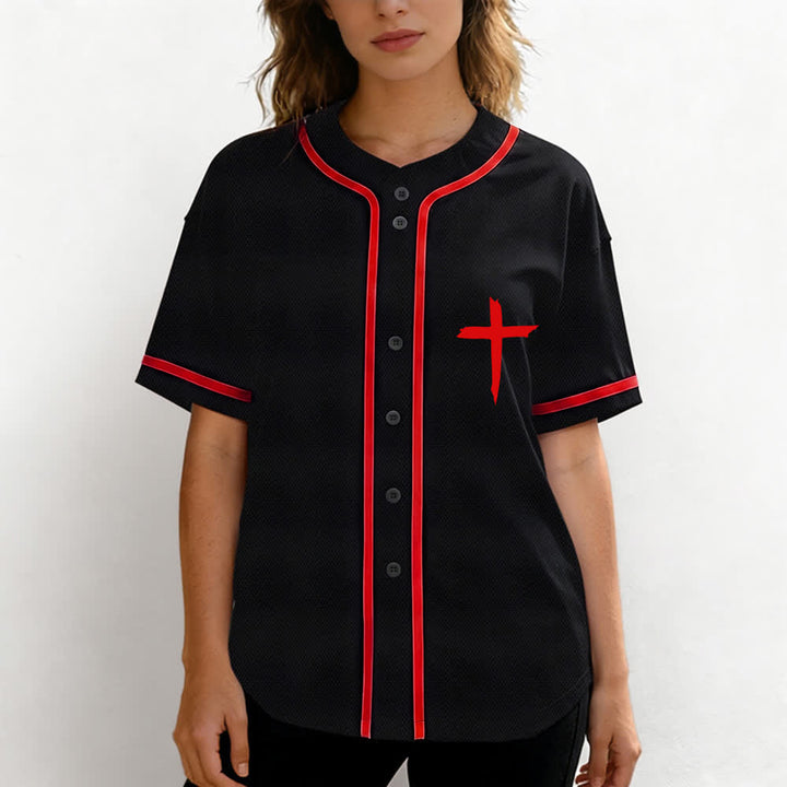 Christianartworkshop Faith Over Fear Maglia da baseball con bordo a contrasto incrociato - image 24