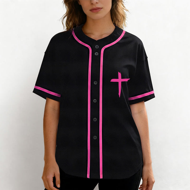 Christianartworkshop Faith Over Fear Maglia da baseball con bordo a contrasto incrociato - image 11