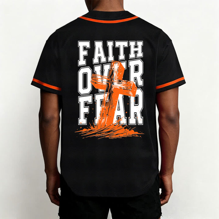Christianartworkshop Faith Over Fear Maglia da baseball con bordo a contrasto incrociato - image 47