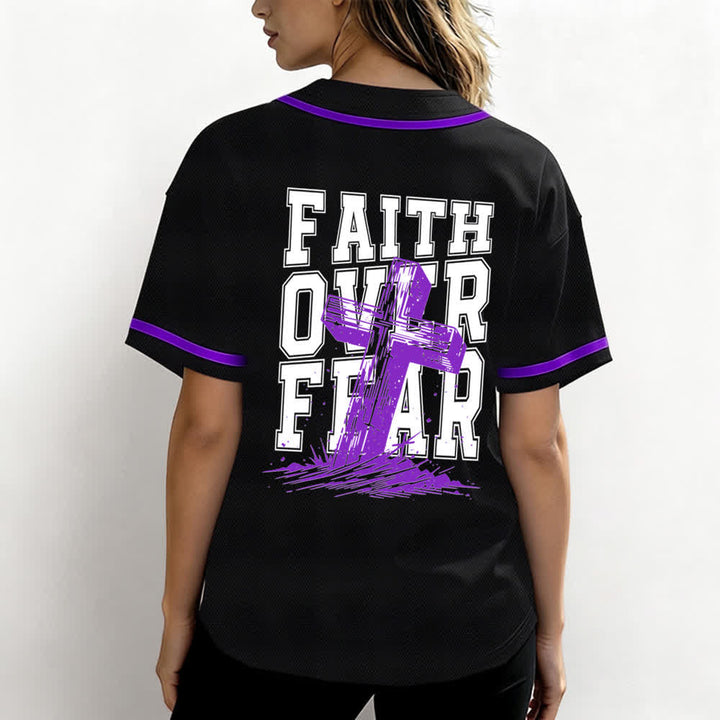 Christianartworkshop Faith Over Fear Maglia da baseball con bordo a contrasto incrociato - image 52