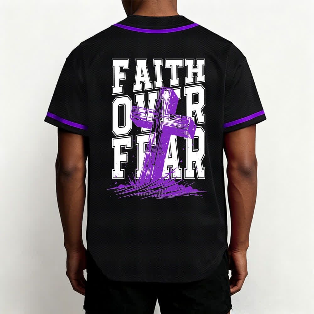 Christianartworkshop Faith Over Fear Maglia da baseball con bordo a contrasto incrociato - image 54