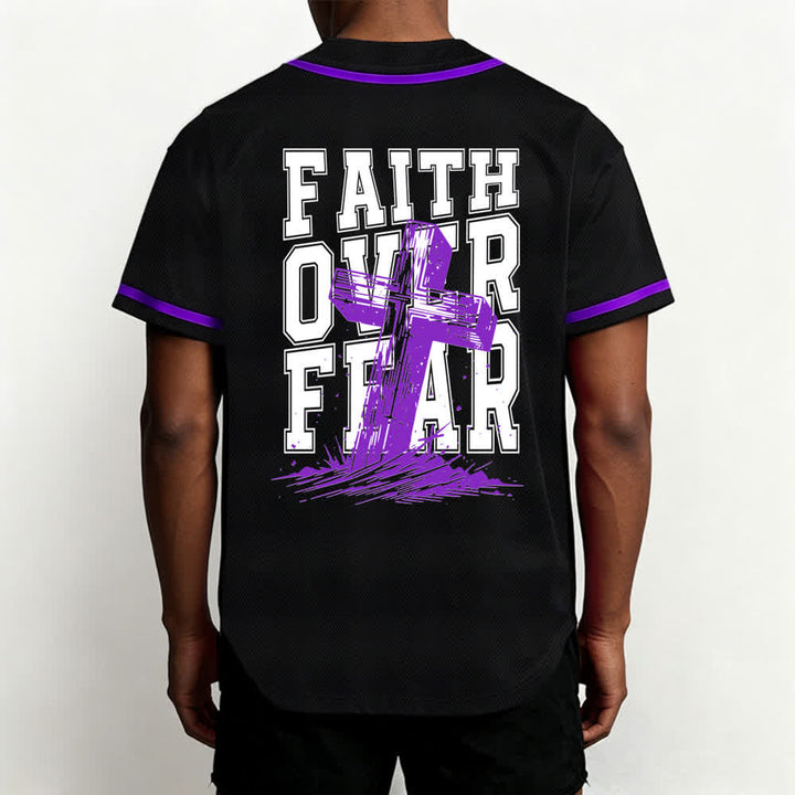 Christianartworkshop Faith Over Fear Maglia da baseball con bordo a contrasto incrociato - image 54