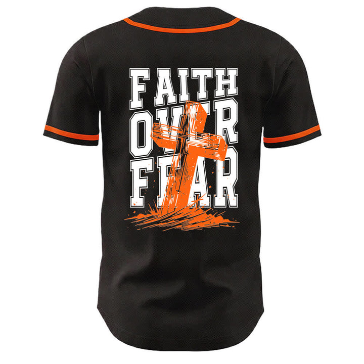 Christianartworkshop Faith Over Fear Maglia da baseball con bordo a contrasto incrociato - image 43