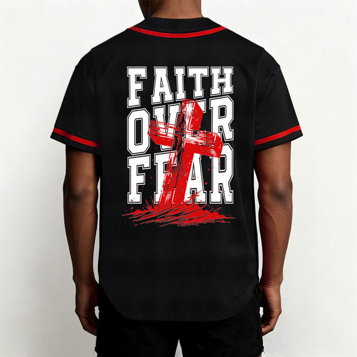 Christianartworkshop Faith Over Fear Maglia da baseball con bordo a contrasto incrociato - image 26