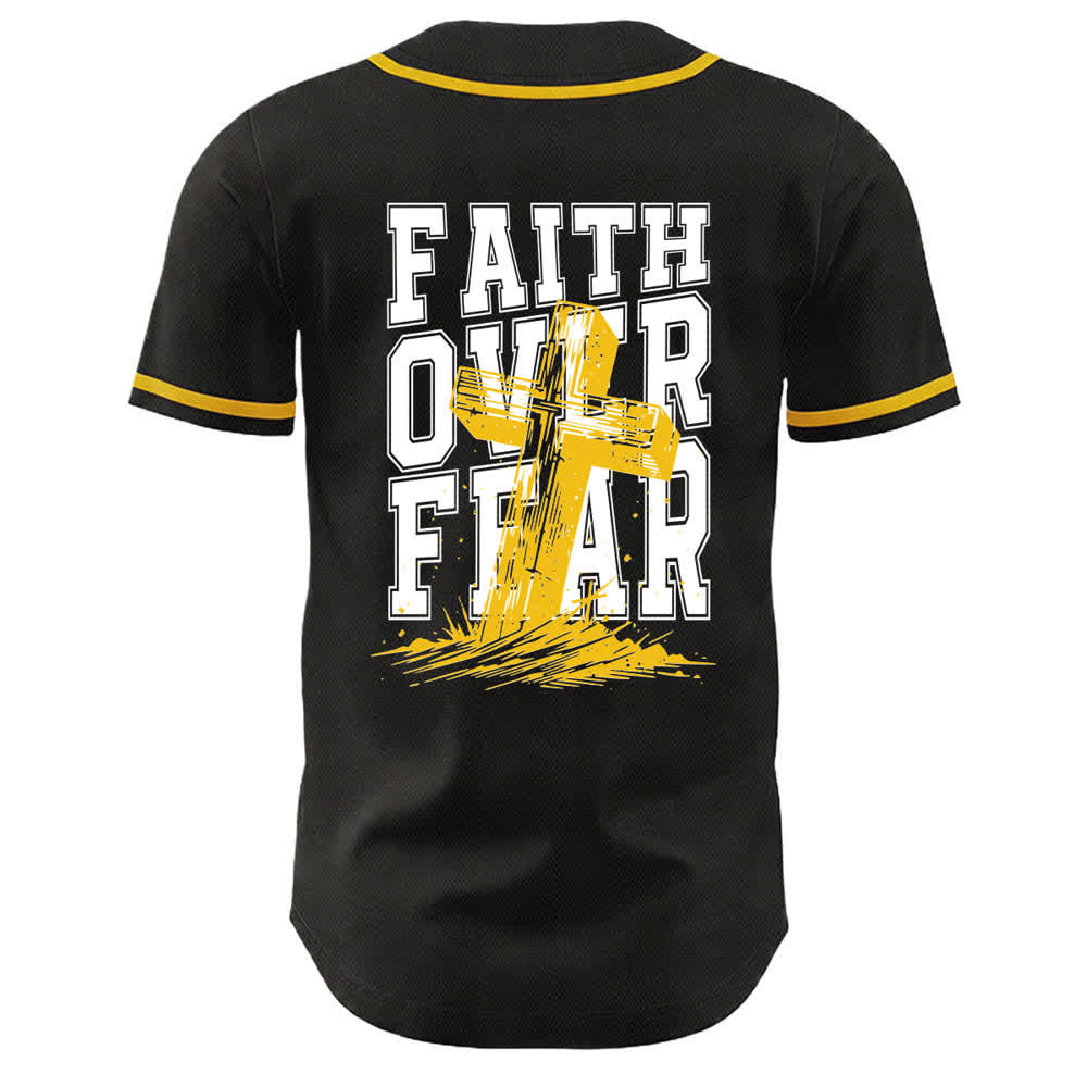 Christianartworkshop Faith Over Fear Maglia da baseball con bordo a contrasto incrociato - image 57