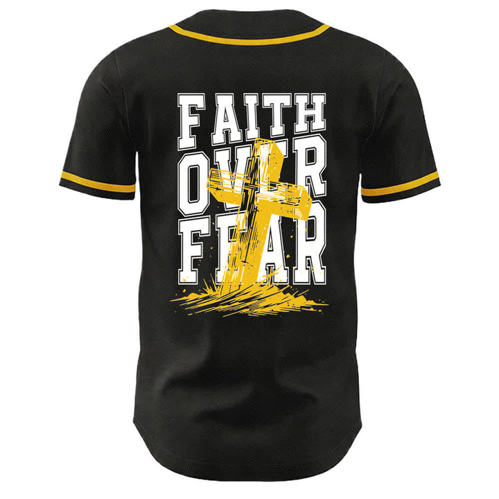 Christianartworkshop Faith Over Fear Maglia da baseball con bordo a contrasto incrociato - image 57
