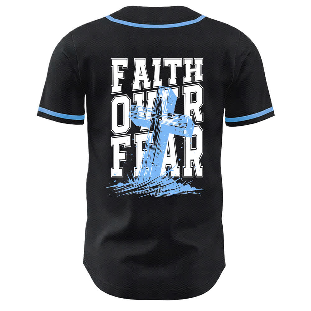 Christianartworkshop Faith Over Fear Maglia da baseball con bordo a contrasto incrociato - image 15