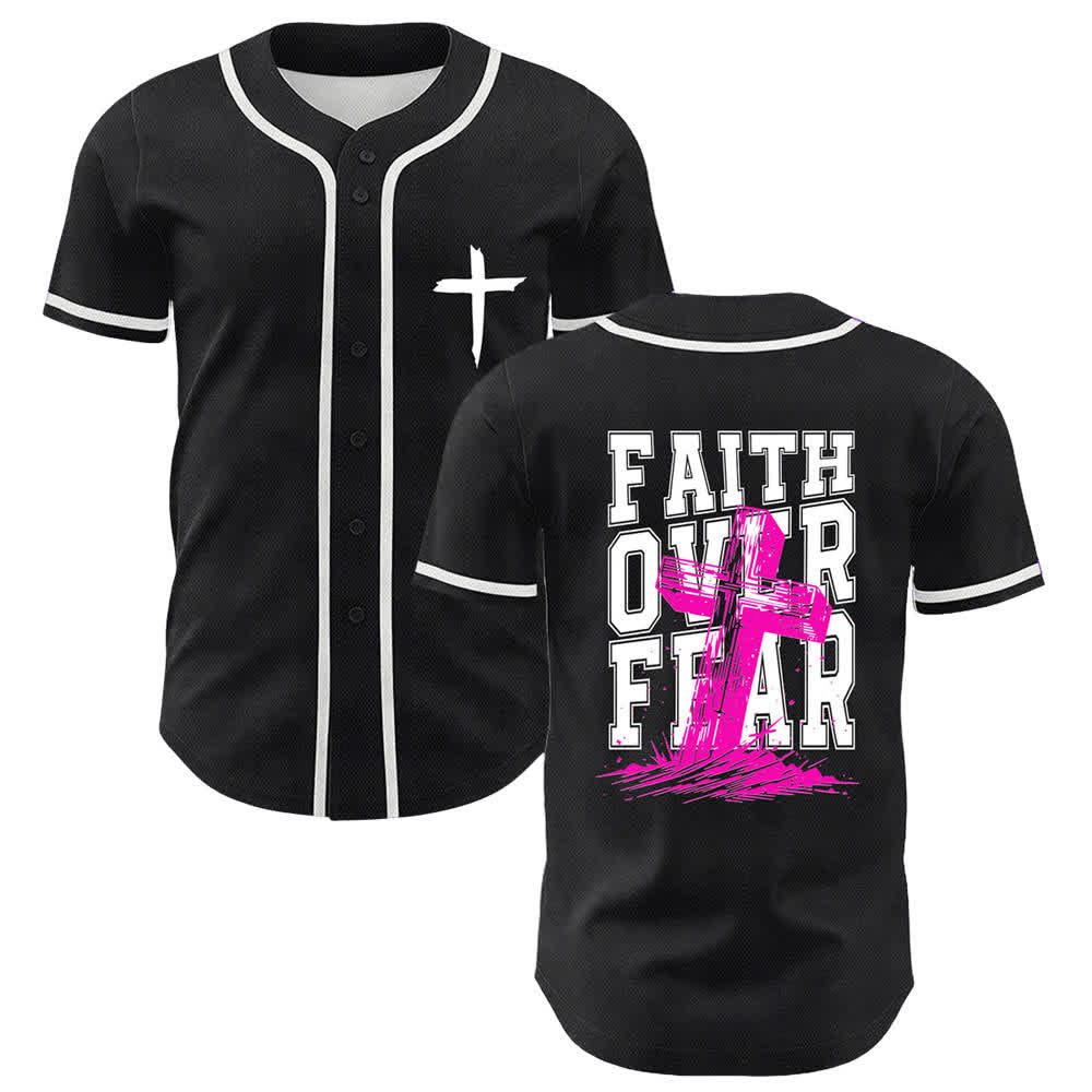 Christianartworkshop Faith Over Fear Maglia da baseball con bordo a contrasto incrociato - Bianco - 5XL - image 0