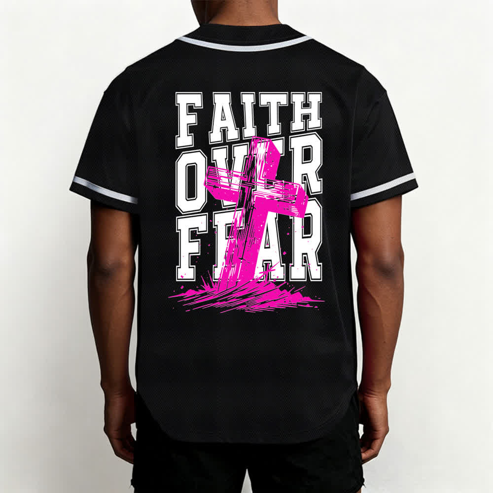 Christianartworkshop Faith Over Fear Maglia da baseball con bordo a contrasto incrociato - image 5