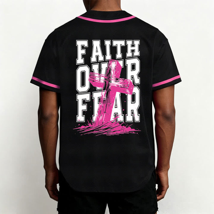 Christianartworkshop Faith Over Fear Maglia da baseball con bordo a contrasto incrociato - image 12