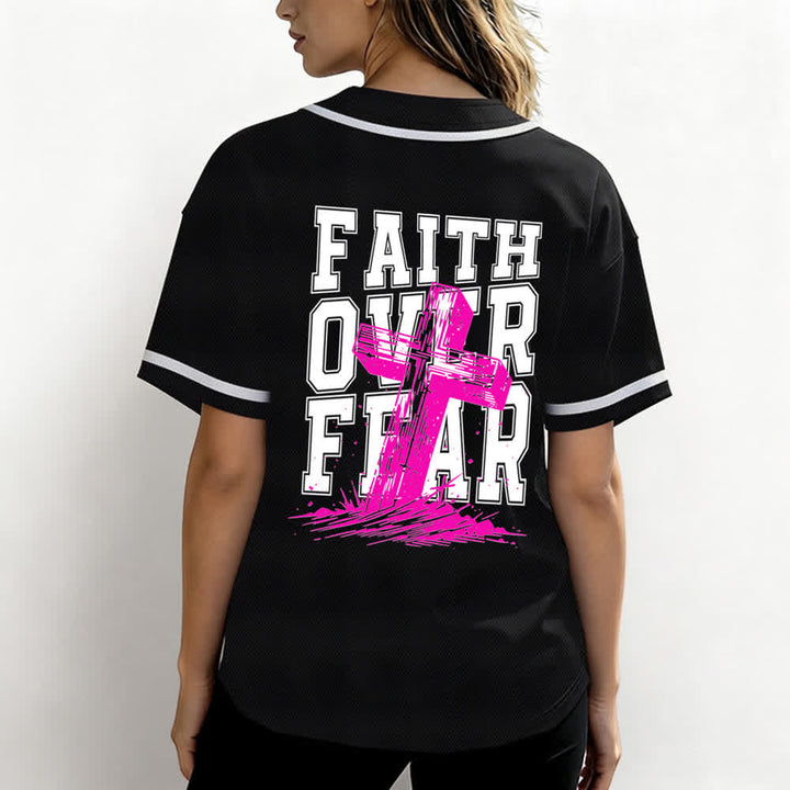 Christianartworkshop Faith Over Fear Maglia da baseball con bordo a contrasto incrociato - image 3