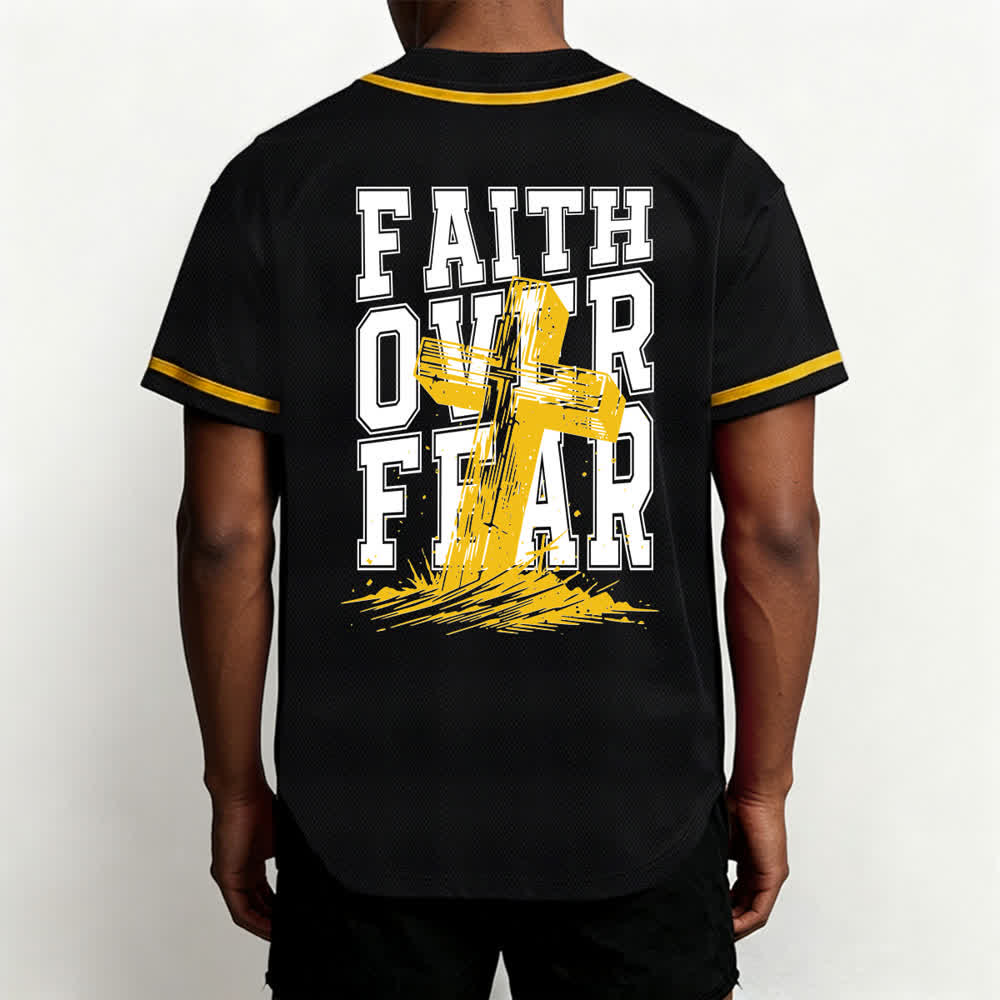 Christianartworkshop Faith Over Fear Maglia da baseball con bordo a contrasto incrociato - image 61