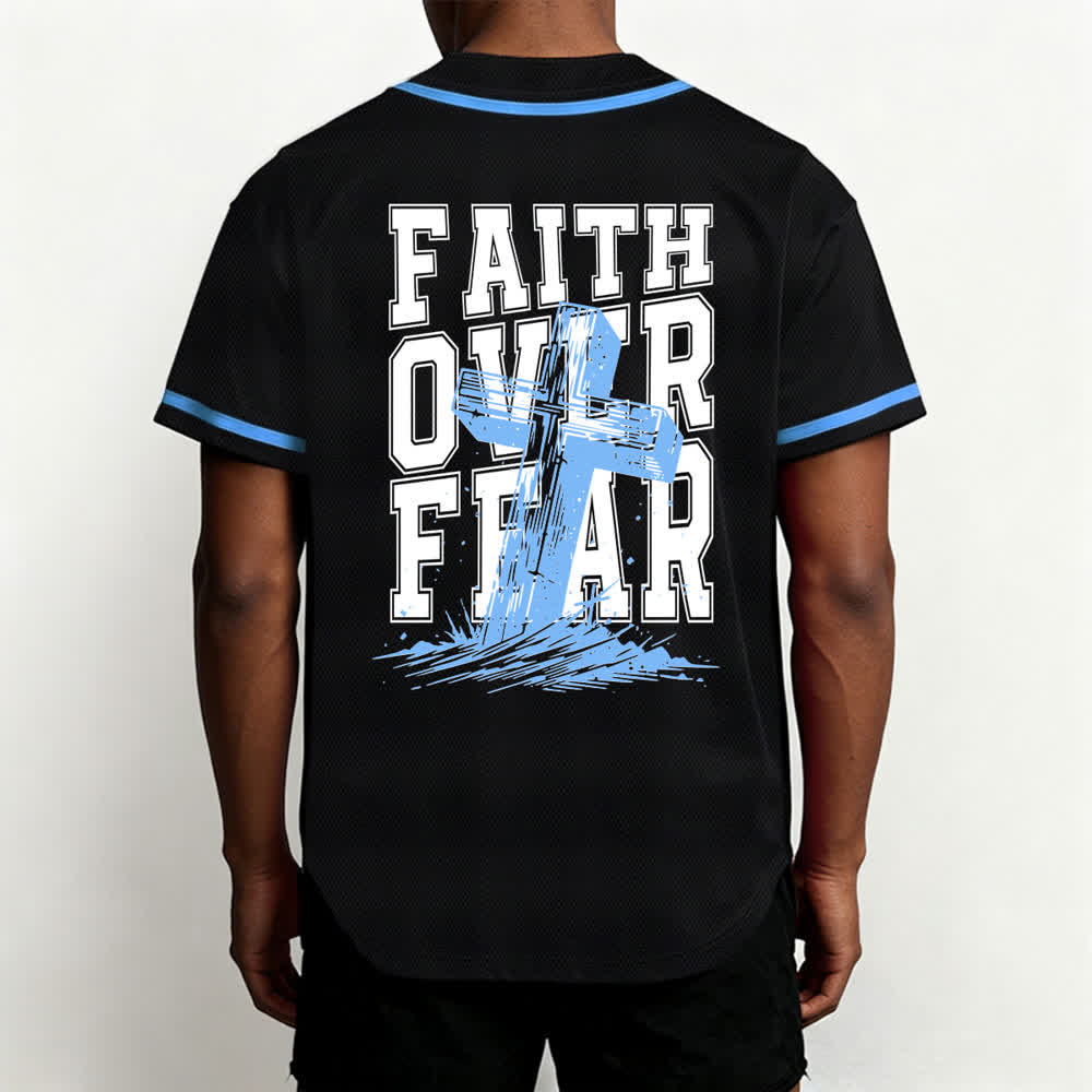 Christianartworkshop Faith Over Fear Maglia da baseball con bordo a contrasto incrociato - image 19