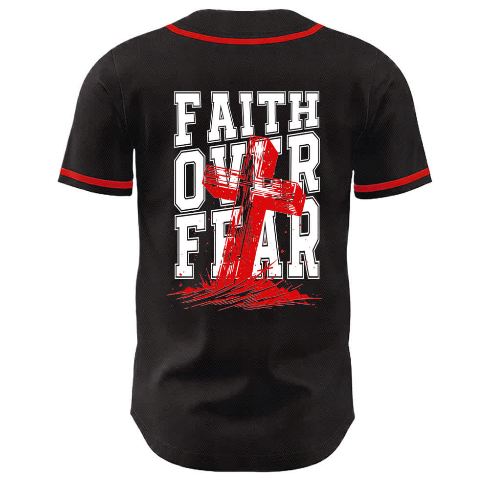 Christianartworkshop Faith Over Fear Maglia da baseball con bordo a contrasto incrociato - image 22