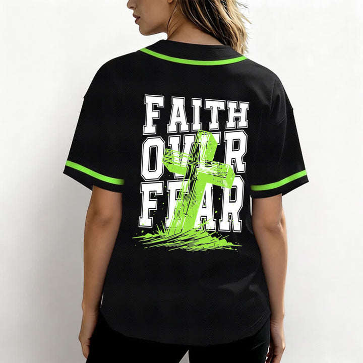 Christianartworkshop Faith Over Fear Maglia da baseball con bordo a contrasto incrociato - image 38