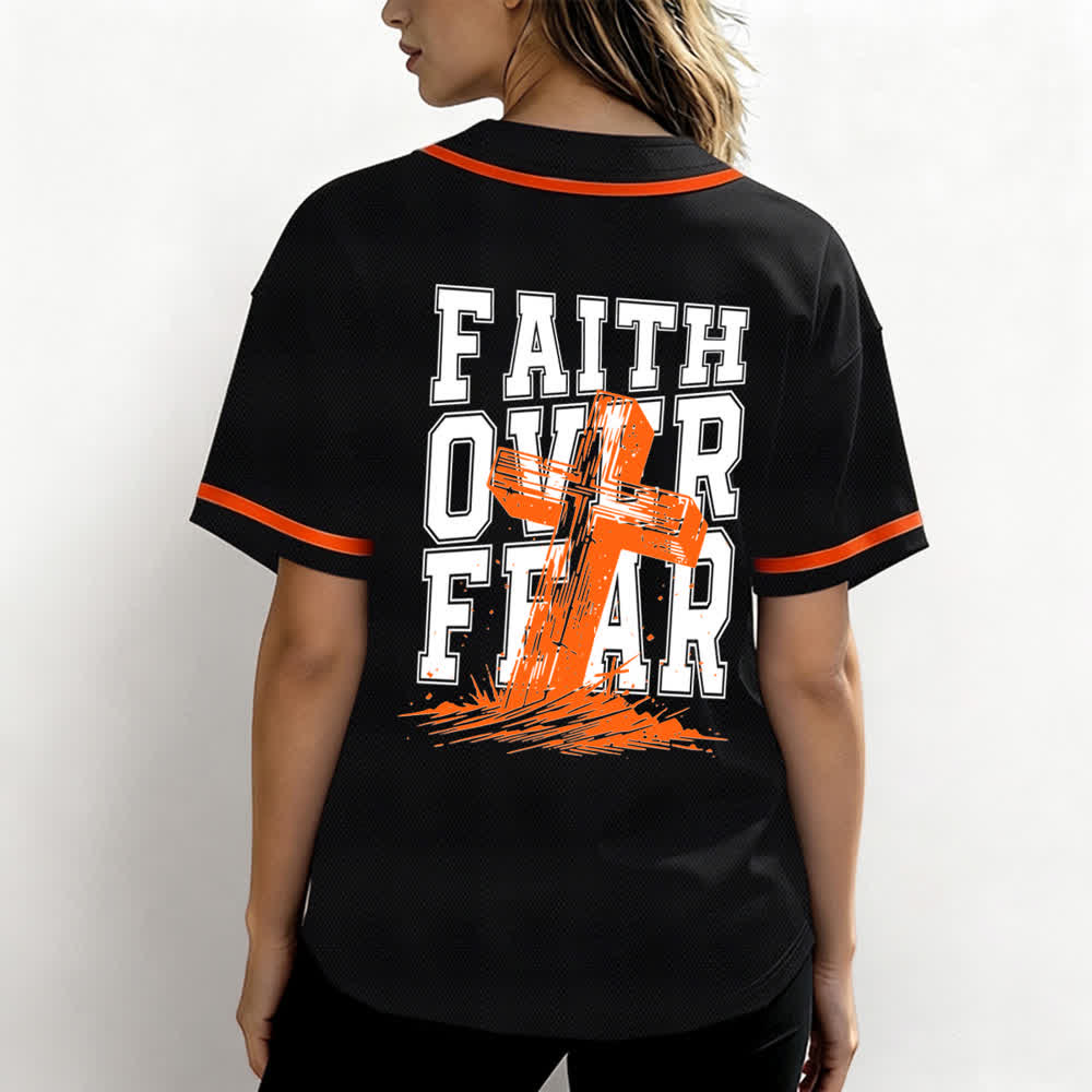 Christianartworkshop Faith Over Fear Maglia da baseball con bordo a contrasto incrociato - image 45