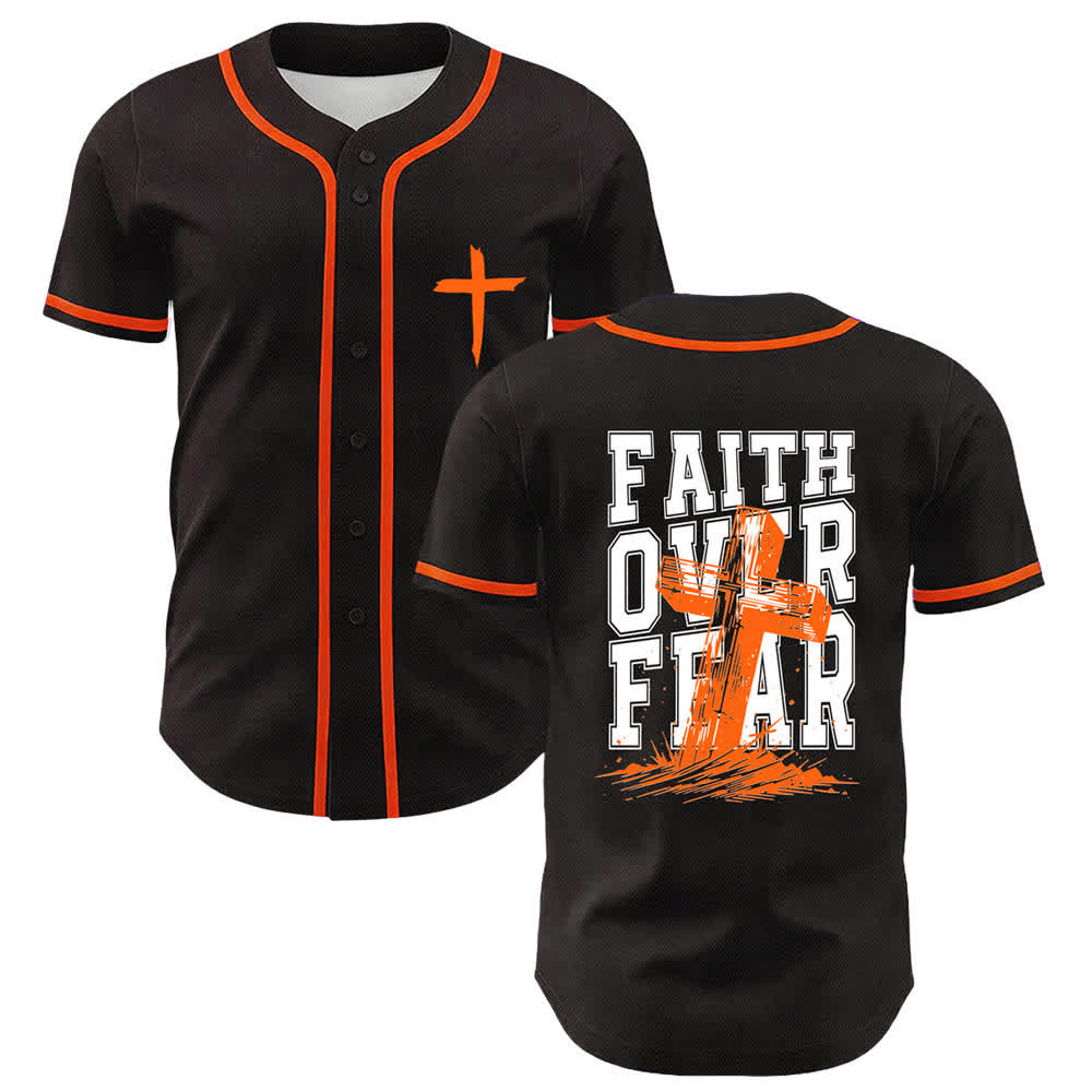 Christianartworkshop Faith Over Fear Maglia da baseball con bordo a contrasto incrociato - Arancia - 5XL - image 42