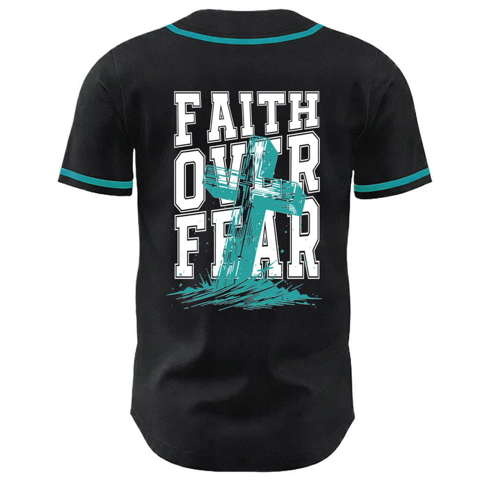 Christianartworkshop Faith Over Fear Maglia da baseball con bordo a contrasto incrociato - image 29