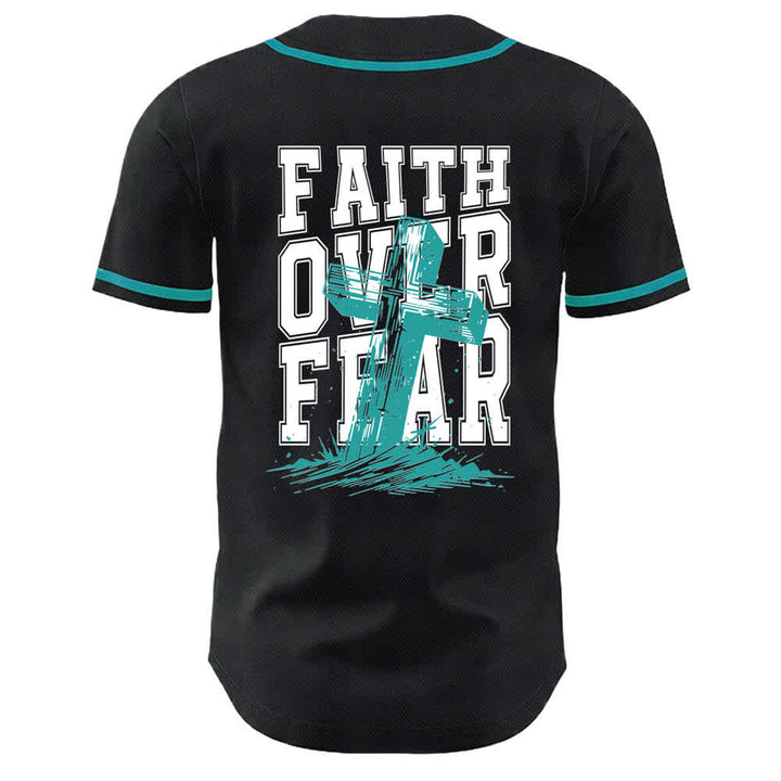 Christianartworkshop Faith Over Fear Maglia da baseball con bordo a contrasto incrociato - image 29